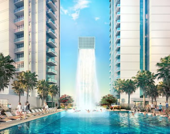 Dubai Damac Hill'te Yeşilin İçerisinde Golf Manzaralı Daireler