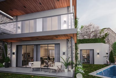Villas Independientes Con Piscinas Y Jardines En Konacık Bodrum 3