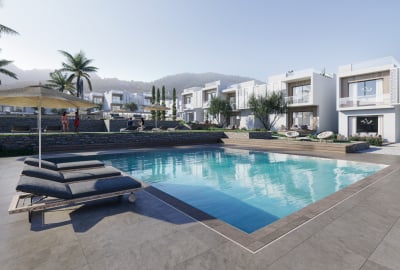 Kuzey Kıbrıs Girne'de Havuzlu Site İçi Deniz Manzaralı Daireler 2