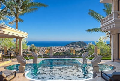 Villas Mit Pool Und Unverbaubarem Meerblick In Alanya Tepe 1
