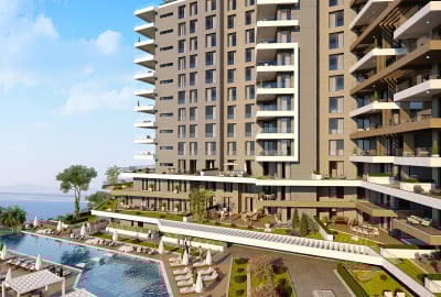 İzmir Narlıdere'de Deniz Manzaralı, Güvenlikli ve Havuzu Daireler 3