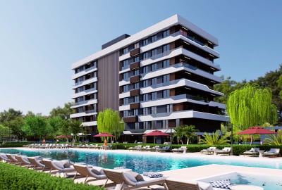 位于安塔利亚（antalya）紧邻机场且带有游泳池的住宅小区（complex）公寓 1