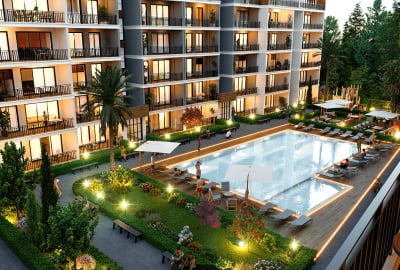Apartments in a Complex with a Pool in Bursa Mudanya 1