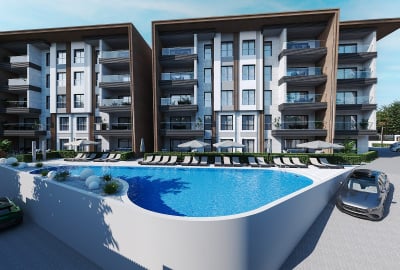 Kuşadası'nda Yatay Mimari Havuzlu Sitede Gayrimenkuller 1