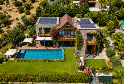 Stone-façade House with Sea Views in Bodrum Gümüşlük 1