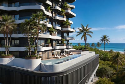 شقق مواجهة للشاطئ في جزر دبي مع مسابح خاصة 1