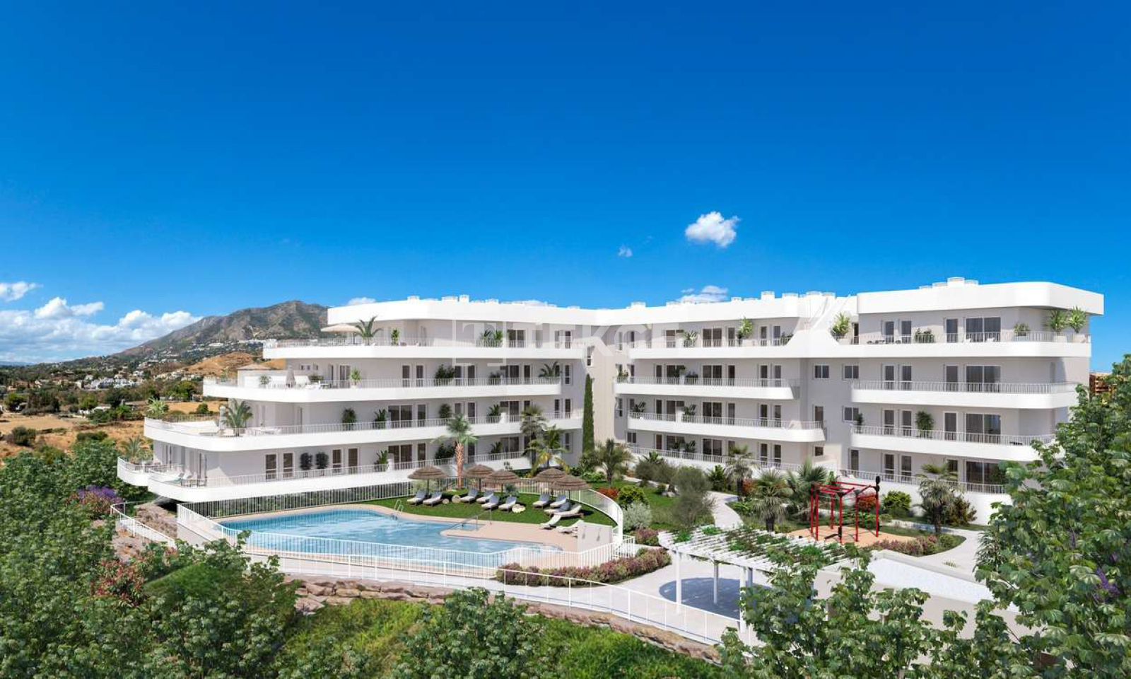 Sea and Mountain-View Apartments in a Complex in Fuengirola