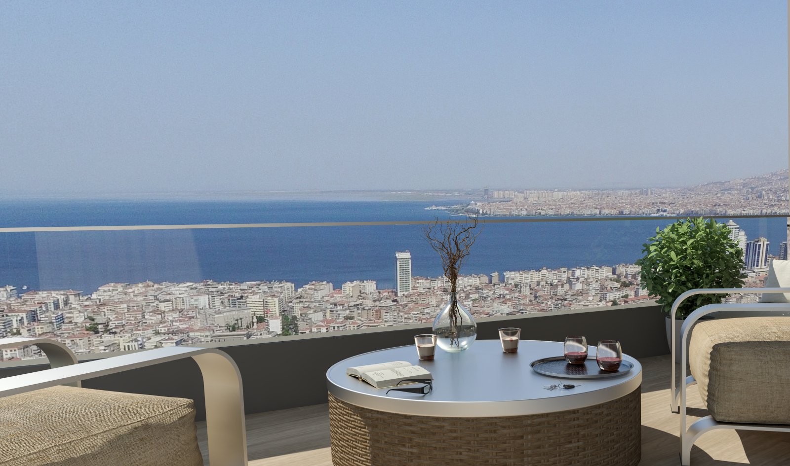 İzmir Konak'ta Deniz Manzaralı Sahile Yakın Sitede Daireler