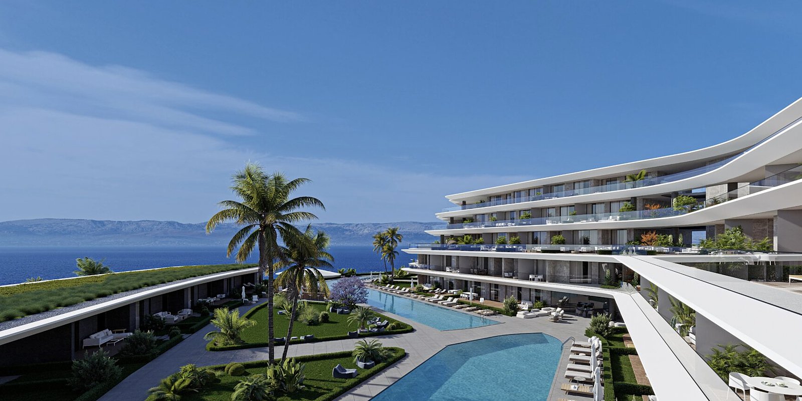 Çeşme'de Denize Sıfır Sitede Deniz Manzaralı Daireler