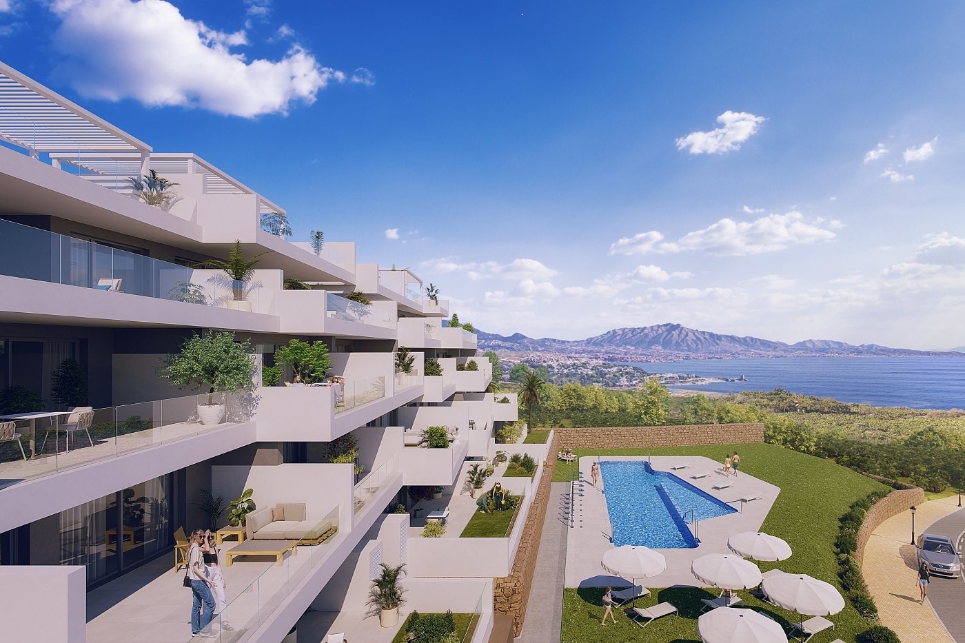 İspanya Manilava'da Plajın Yanı Başında Geniş Teraslı Evler