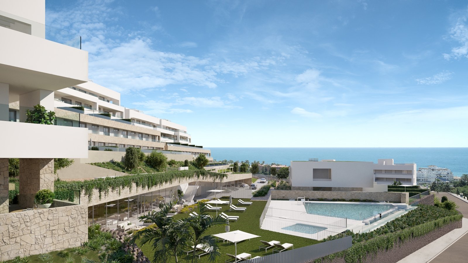 Estepona'da Kaliteli Tasarımlı Deniz Manzaralı Daireler