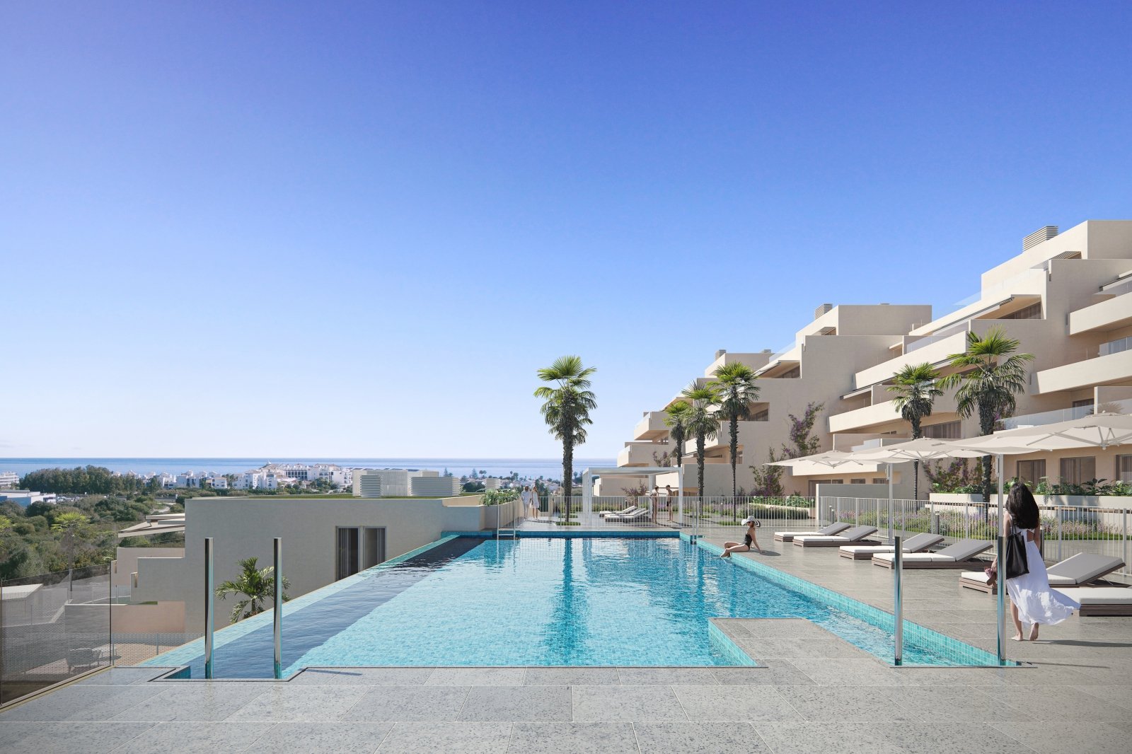 Estepona'da Şık Site İçerisinde Deniz Manzaralı Sıfır Daireler