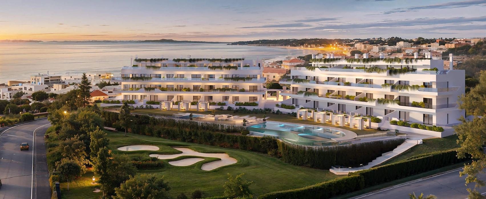 Málaga Mijas'ta Golf Sahasına Yakın Deniz Manzaralı Daireler