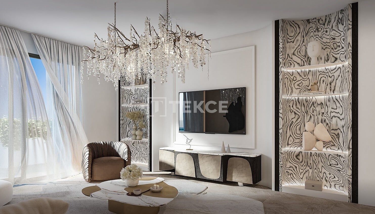 迪拜乐园(Dubailand)优雅公寓,配备无边泳池