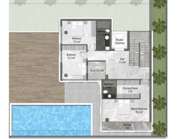 Villas Independientes Con Vistas Al Mar Y Al Castillo En Bektaş Alanya 14