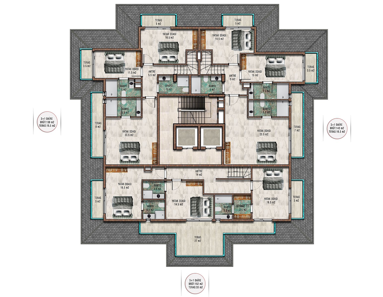 Пентхаус 4 комнаты 138 м² Махмутлар центр, Турция