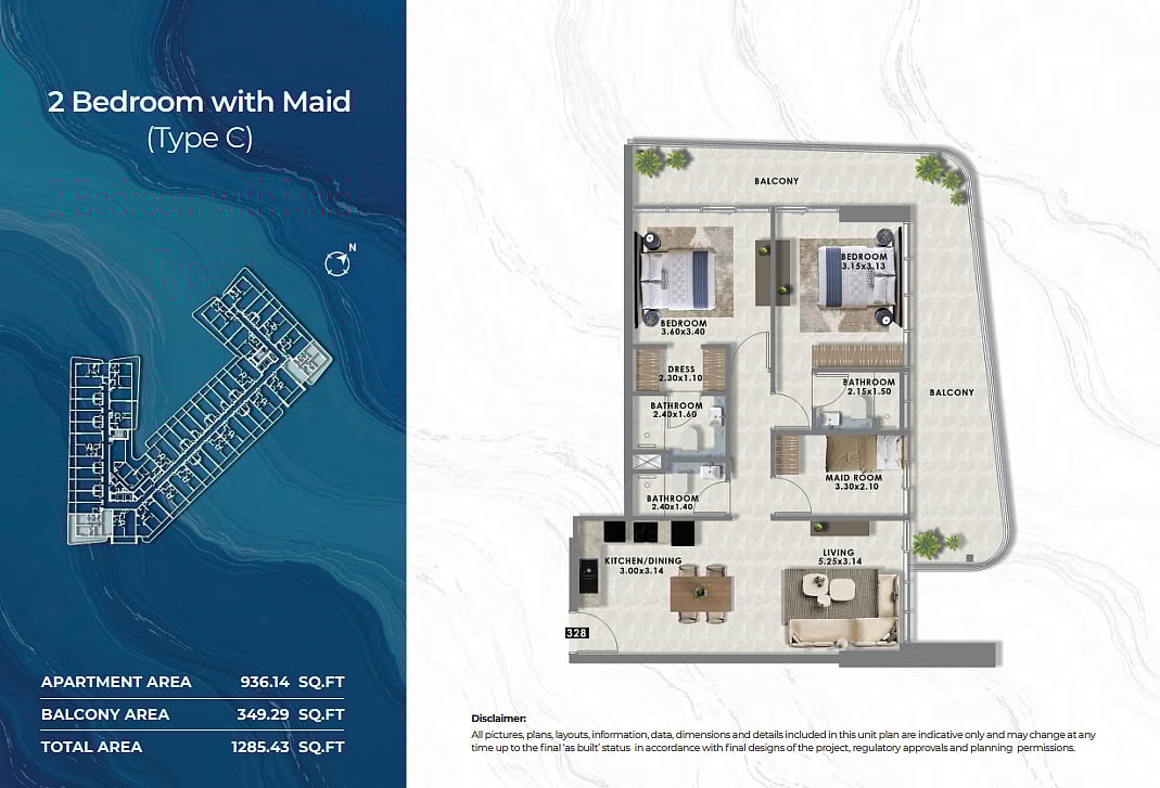 Apartamento 2 habitaciones 77 m² Dubái, Emiratos Árabes Unidos
