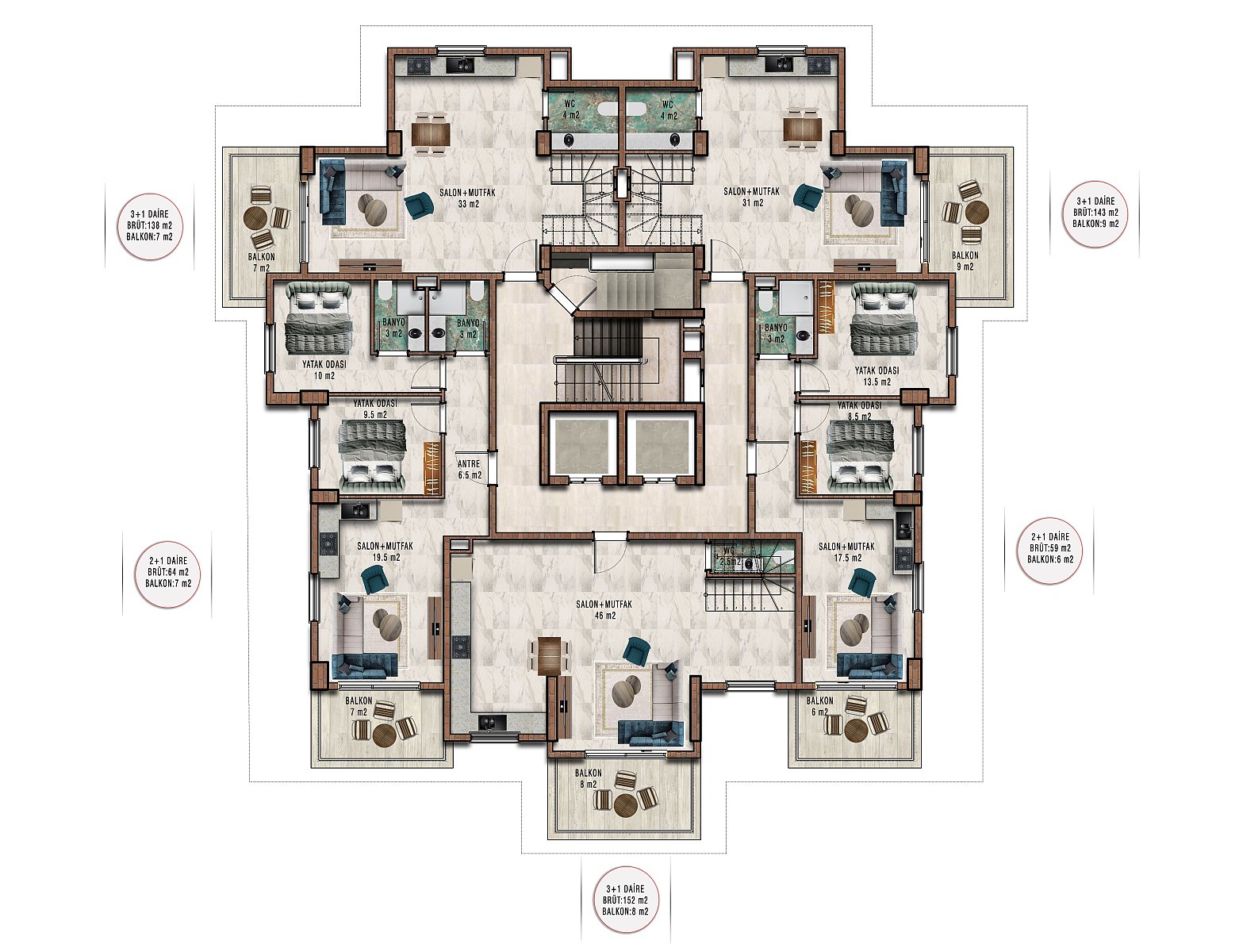 Penthouse 4 Zimmer 138 m² Mahmutlar, Türkei