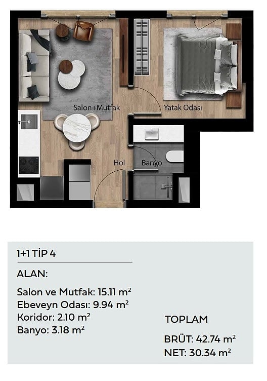 Mieszkanie 3 pokoi 64 m² Kucukcekmece, Turcja