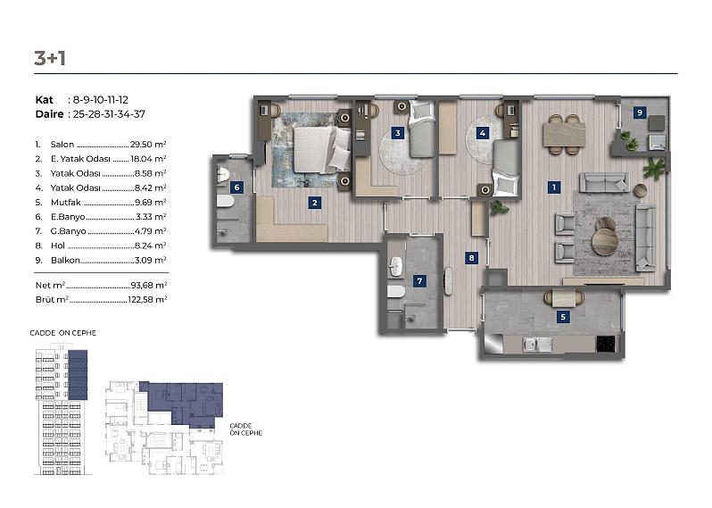 Mieszkanie 4 pokoi 120 m² Marmara Region, Turcja