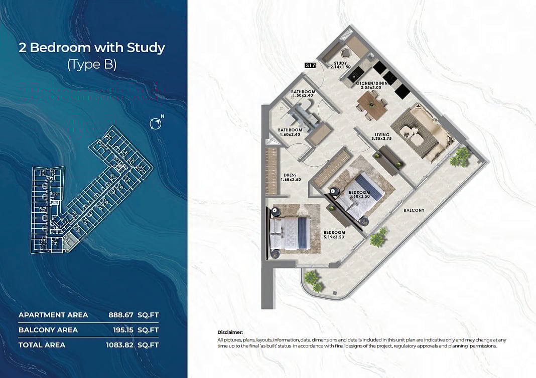 Apartamento 2 habitaciones 77 m² Dubái, Emiratos Árabes Unidos