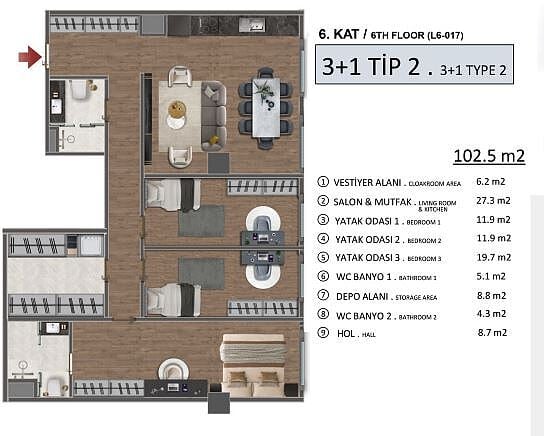 Appartement 4 chambres 181 m² Marmara Region, Turquie