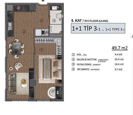 Wohnung 3 Zimmer 108 m² Marmararegion, Türkei