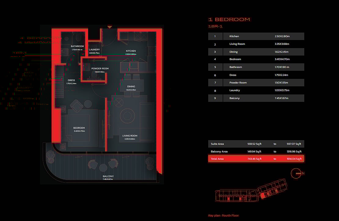 Appartement 4 chambres 196 m² Ras el Khaïmah, Émirats arabes unis