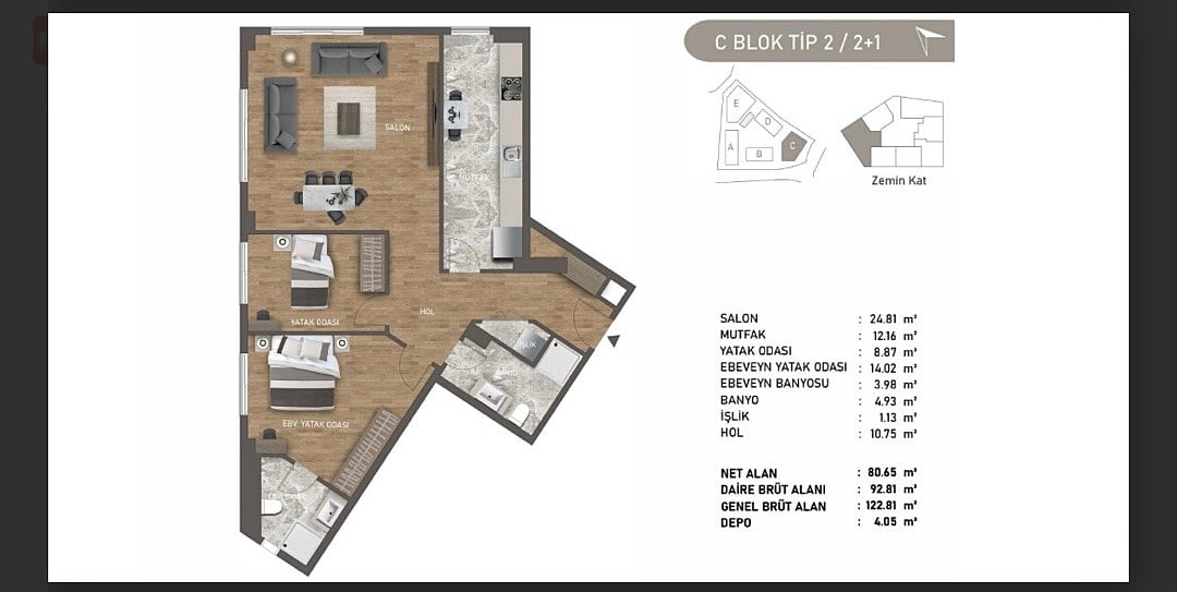 Квартира 3 комнаты 92 м² Бейкоз, Турция