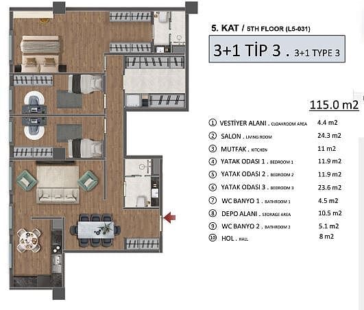 Appartement 5 chambres 225 m² Marmara Region, Turquie