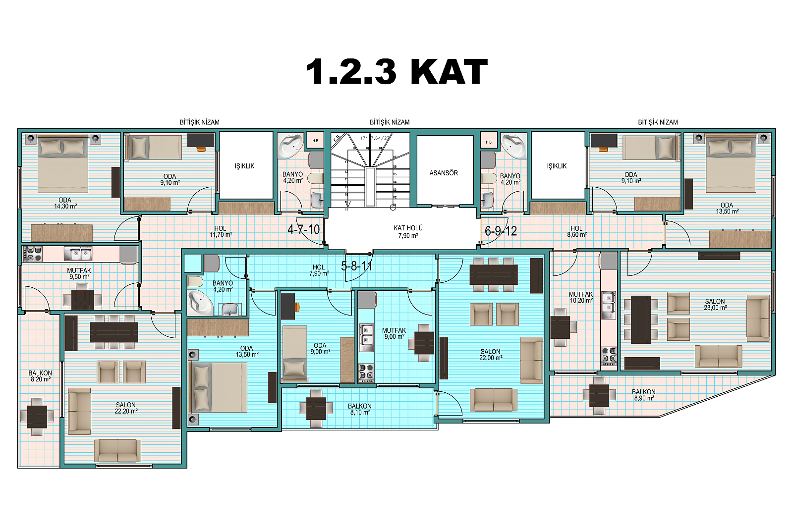 Appartement 3 chambres 90 m² Ciftlikkoey, Turquie