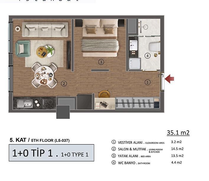 Wohnung 5 Zimmer 225 m² Marmararegion, Türkei