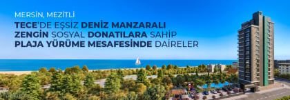 Tece'de Plaja Yürüme Mesafesinde Manzaralı Daireler