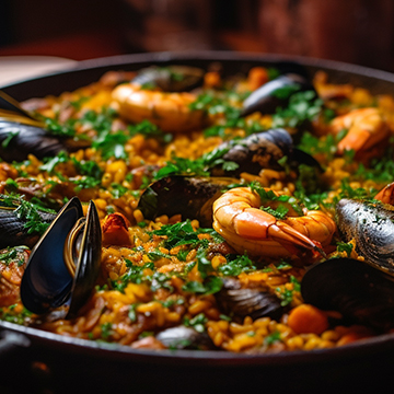 "Paella" adlı popüler bir İspanyol yemeği