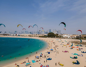 Having fun at the Kite Beach in the UAE Having fun at the Kite Beach in the UAE