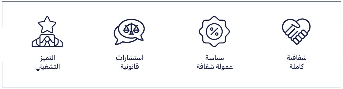 شفافية كاملة، سياسة عمولات شفافة، استشارات قانونية، تميز تشغيلي