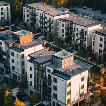 un complexe d'appartements au milieu des arbres un complexe d'appartements au milieu des arbres