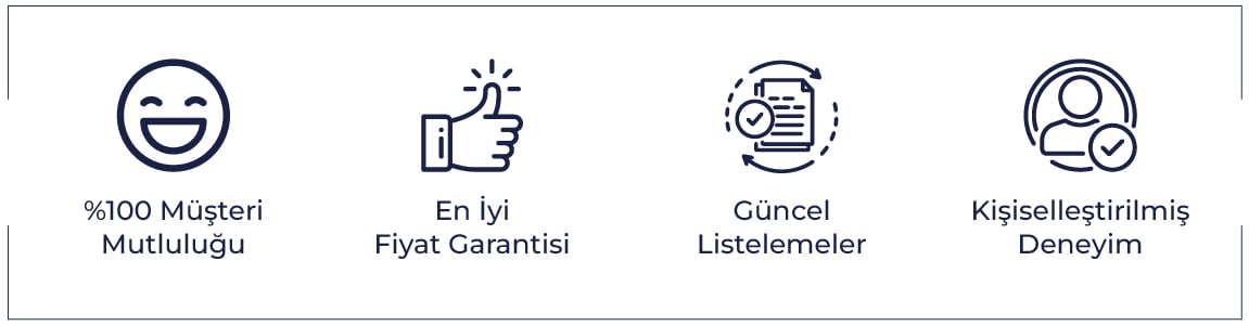 %100 Müşteri Mutluluğu, En İyi Fiyat Garantisi, Güncel Listelemeler, Kişiselleştirilmiş Deneyim