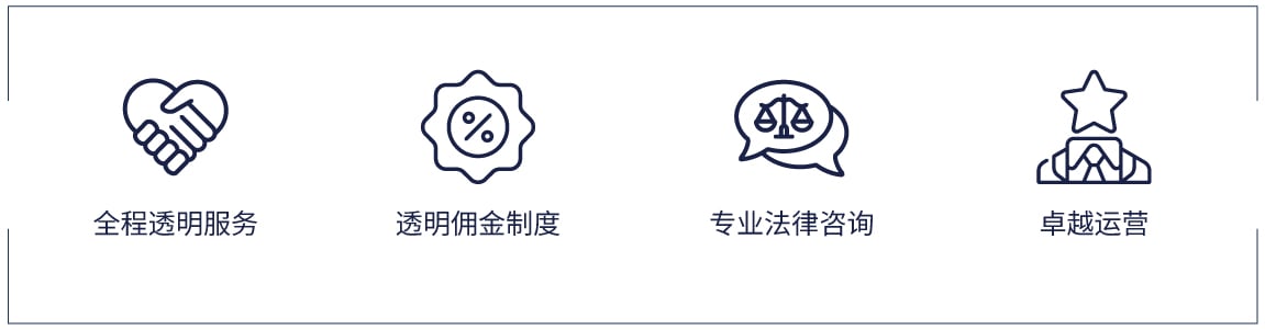 完全透明，透明佣金政策，法律咨询，卓越运营